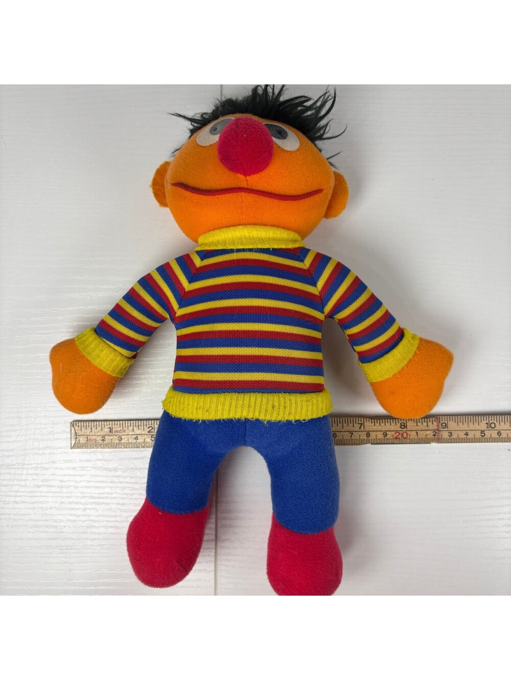 Vintage Sesame Street Ernie Plush Doll Striped Knit Sweater Muppets Soft Toy 11"